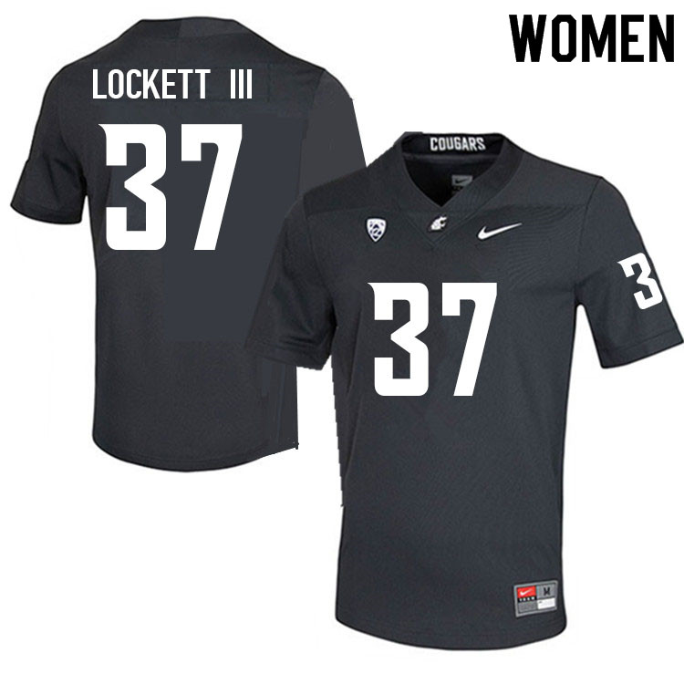 Women #37 Sam Lockett III Washington State Cougars College Football Jerseys Sale-Charcoal